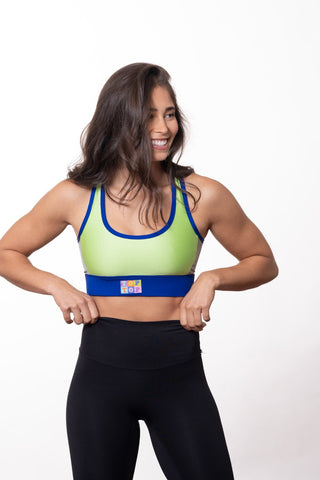 Soutien-gorge sport - Lime bleu et gris (VENTE FINALE)