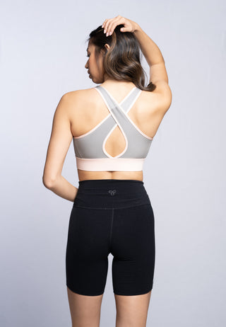Sports bra - Light pink and anthracite - TOPTOP Glam