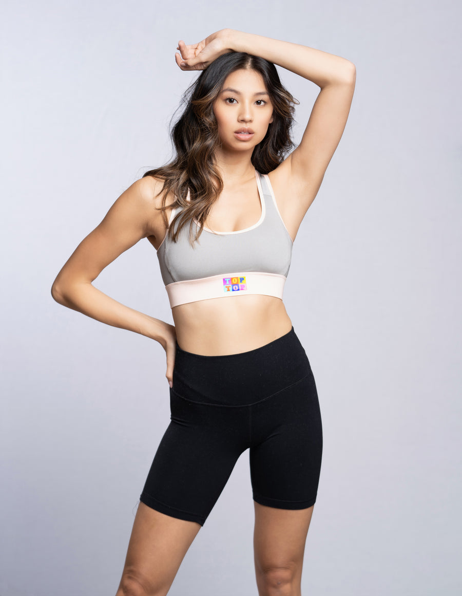 Sports bra - Light pink and anthracite - TOPTOP Glam