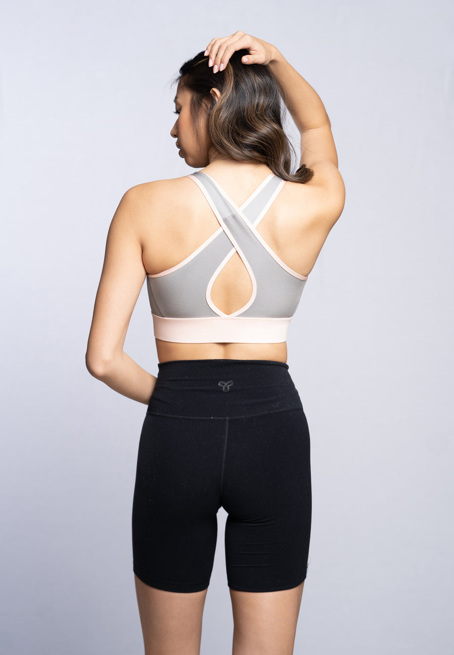 Sports bra - Light pink and anthracite - TOPTOP Glam