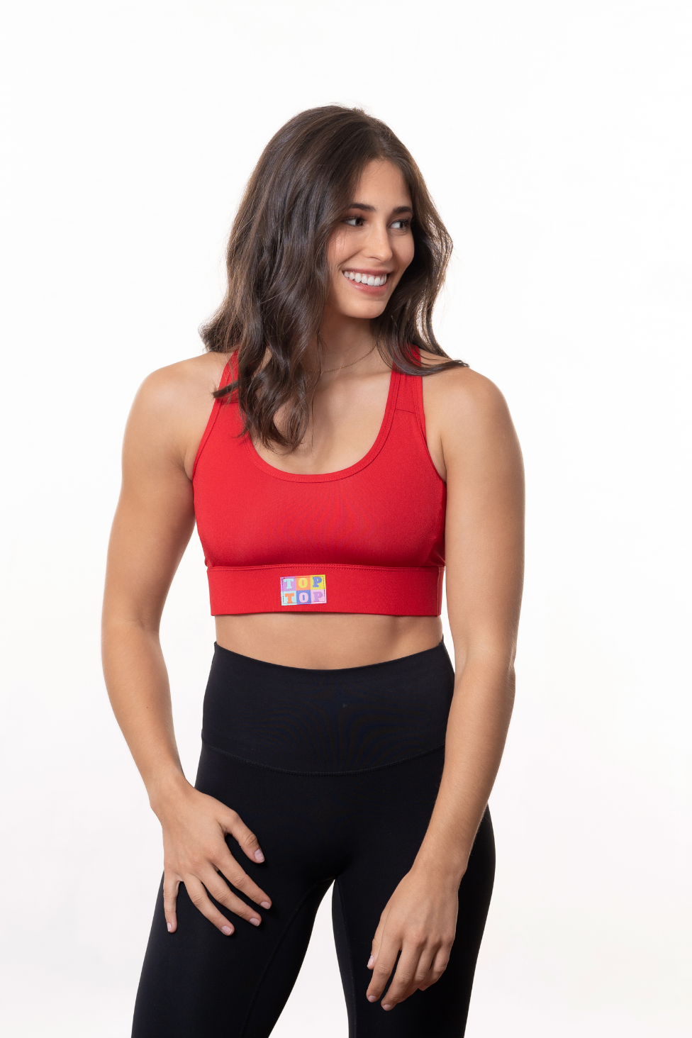 Red sports online bra top